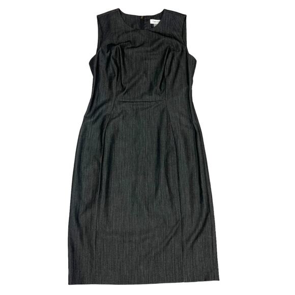 Calvin Klein Sheath Dress Dark Grey Sleeveless High‎ Neck Zip Career Women's 6 - Picture 1 of 12